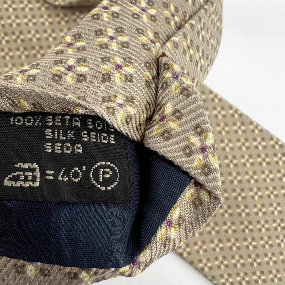 Ermenegildo Zegna 100% Silk Tie Brown Geometric‎ Pattern 3.5" Made In Italy - Picture 4 of 7
